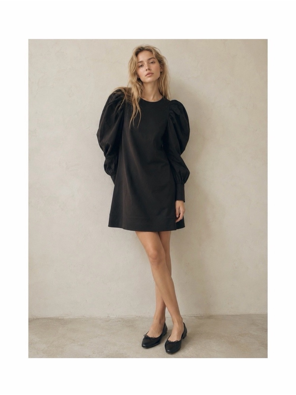 COS Puff Sleeve A line LBD Mini Dress Size L